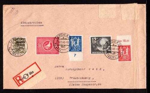 DDR MiNr. 243-244 u.a. R-Brief gelaufen