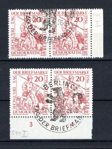 DDR MiNr. 544 I + II Ersttagssonderstempel in waag. Paare