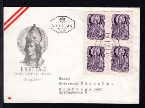 Österreich MiNr. 936 Ersttagsbriefe/ FDC als 4er Block