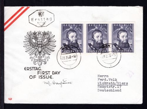 Österreich MiNr. 949 Ersttagsbriefe/ FDC als 3er Streifen, Zensur