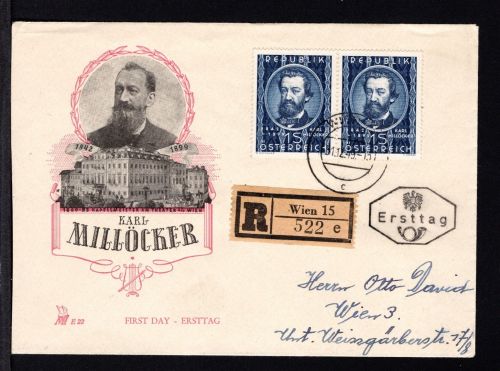 Österreich MiNr. 947 Ersttagsbriefe/ FDC waag. Paar auf R-Brief