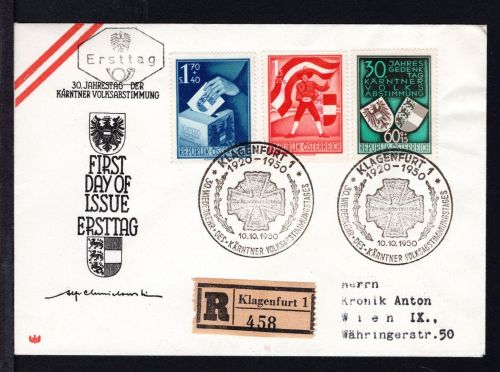Österreich MiNr. 952-954 Ersttagsbriefe/ FDC auf R-Brief