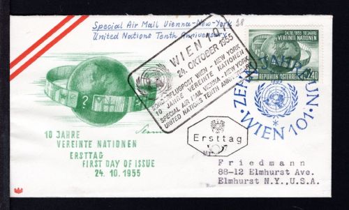 Österreich MiNr. 1022 Ersttagsbriefe/ FDC Sonderflugpost Wien-New York