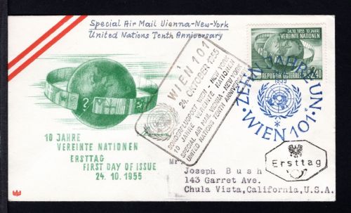 Österreich MiNr. 1022 Ersttagsbriefe/ FDC Sonderflugpost Wien-New York