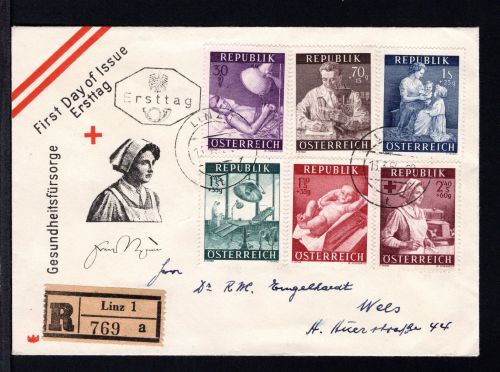 Österreich MiNr. 999-1004 Ersttagsbriefe/ FDC auf R-Brief Linz