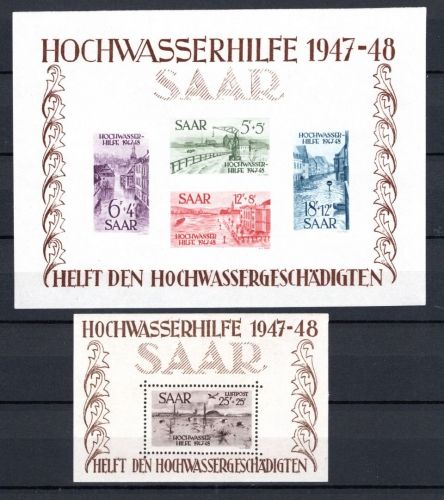 Saarland MiNr. Block 1+2 postfrisch Hochwasserhilfe