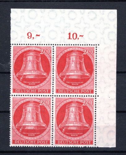 Berlin MiNr. 77 postfrisch als 4er Block Eckrand or