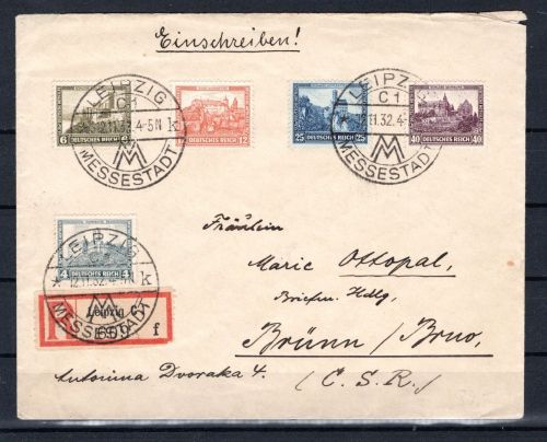 Deutsches Reich MiNr. 474-478 R-Brief mit Messe Sonderstempel