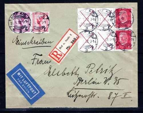 Deutsches Reich MiNr. W 30.2 (2x) u.a. R-Brief