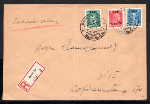 Deutsches Reich MiNr. 407-409 gestempelt mit SST auf R-Brief