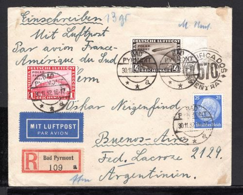 Deutsches Reich MiNr. 456 + 458 u.a. R-Brief Fotoattest Schlegel