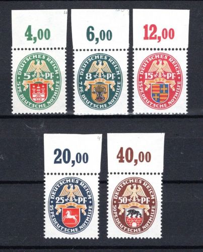 Deutsches Reich MiNr. 425-429 Oberrand postfrisch Kurzbefund Schlegel