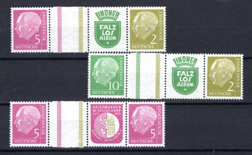 Bund Zusammendrucke MiNr. WZ 9 + WZ 12 - 13 postfrisch