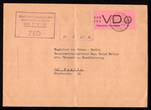 DDR ZKD VD MiNr. 2 Einzelfrankatur senkr. gefaltet