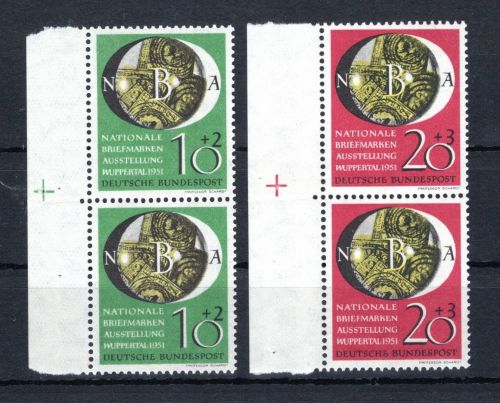 Bund MiNr. 141-142 Bogenrand postfrisch als senkr. Paare, quer gefaltet