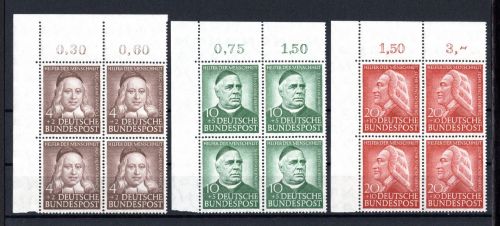 Bund MiNr. 173-175 postfrisch als 4er Blöcke Eckrand