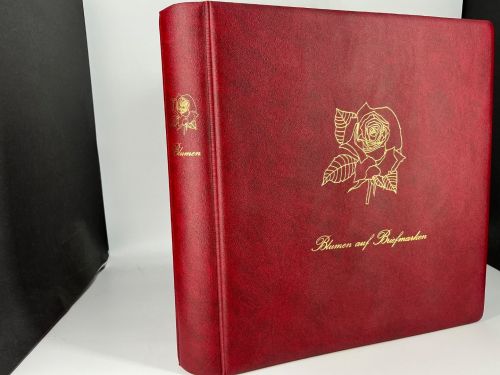 Lindner Ringbinder Weinrot 1102Y-W (Blumen auf Briefmarken) neuwertig