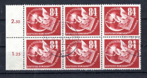 DDR MiNr. 260 gestempelt als 6er Block