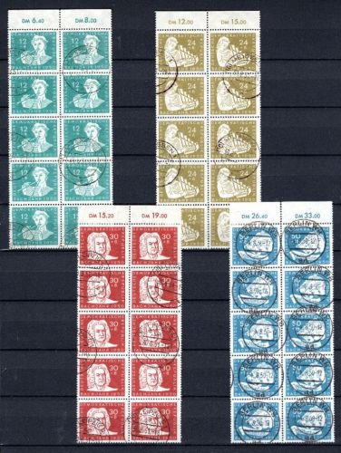 DDR MiNr. 256-259 gestempelt als 10er Bogenteile