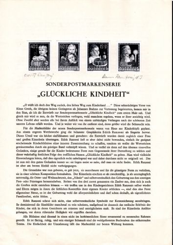 Österreich Schwarzdrucke MiNr. 929-947 auf 9 Erläuterungsblättern