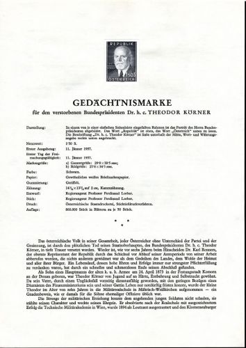 Österreich Schwarzdrucke MiNr. 1031-1039 auf 9 Erläuterungsblättern