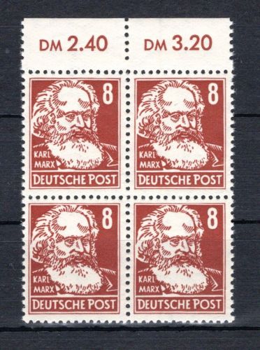 DDR MiNr. 329 za XII Oberrand postfrisch im 4er Block, geprüft Paul