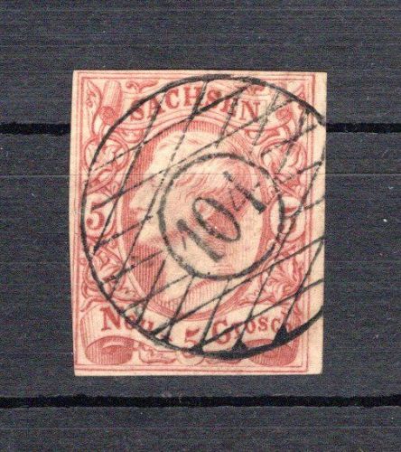 Altdeutschland Sachsen MiNr. 12 c gestempelt beührt, geprüft Rismondo