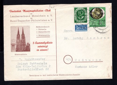 Bund MiNr. 141 + 128 Mischfrankatur