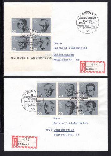 Bund MiNr. 431-438 Ersttagsbriefe/ FDC