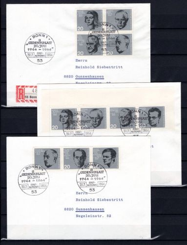 Bund MiNr. 431-438 Ersttagsbriefe/ FDC