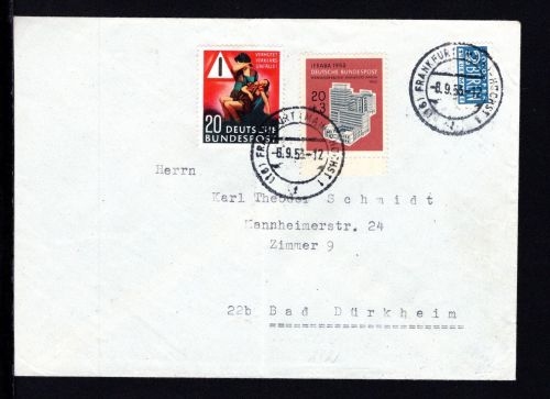 Bund MiNr. 172 + 162 Mischfrankatur