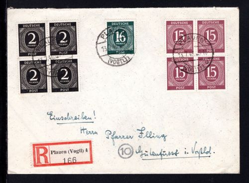 Gemeinchaftsausgaben MiNr. 921 u.a. Mischfrankatur auf R-Brief gelaufen