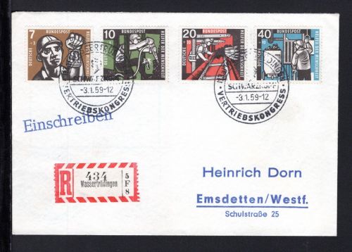 Bund MiNr. 270-273 Sonderstempel auf R-Brief