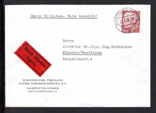 Bund MiNr. 192 x Einzelfrankatur auf Express-Brief