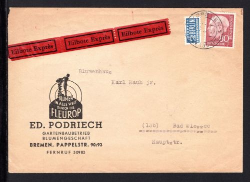 Bund MiNr. 192 Einzelfrankatur auf Expressbrief