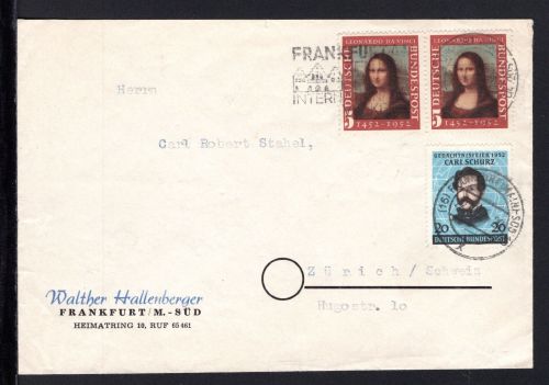 Bund MiNr. 155 +148 (2x) Mischfrankatur