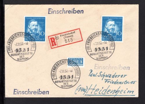 Bund MiNr. 161 Mehrfachfrankatur auf R-Brief, gelaufen