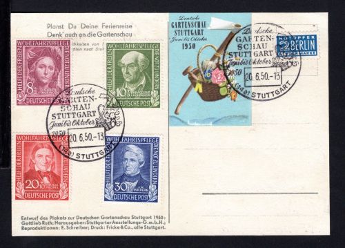 Bund MiNr. 117-120 gestempelt auf Messekarte Gartenschau