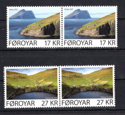 Färöer MiNr. 1006-1007 postfrisch als waag. Paare, Fugloy