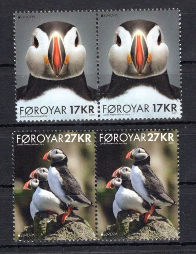 Färöer MiNr. 1012-1013 postfrisch als waag. Paare, Papageitaucher