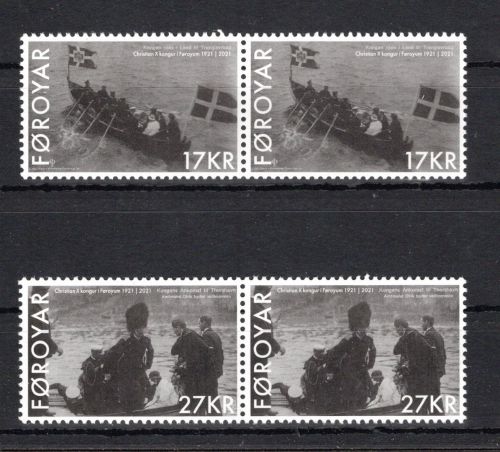 Färöer MiNr. 1019-1020 postfrisch als waag. Paare, König Christian X.