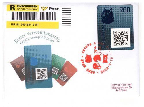 Österreich Cryp MiNr. 3540 ANK 2b Doge grün auf Ersttagsbriefe/ FDC