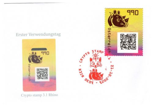 Österreich Cryp MiNr. 3616 ANK 8b Rhino grün WIEN auf Ersttagsbriefe/ FDC