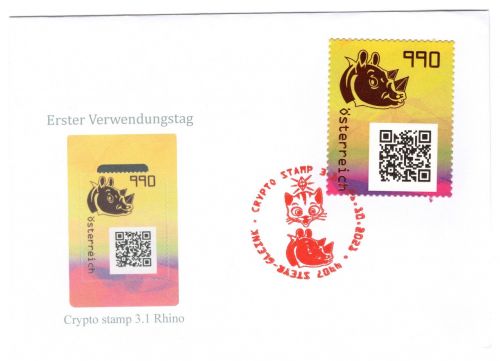 Österreich Cryp MiNr. 3616 ANK 8b Rhino grün STEYR, Ersttagsbriefe/ FDC