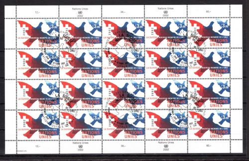 UNO Genf 20er Bogen MiNr. 458 ESst Aufnahme der Schweiz in die Uno