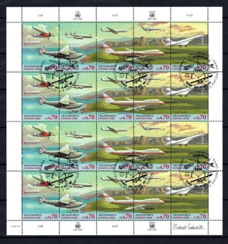 UNO Genf ZD-Bogen MiNr. 314-318 ESst Entwicklung des Verkehrswesens