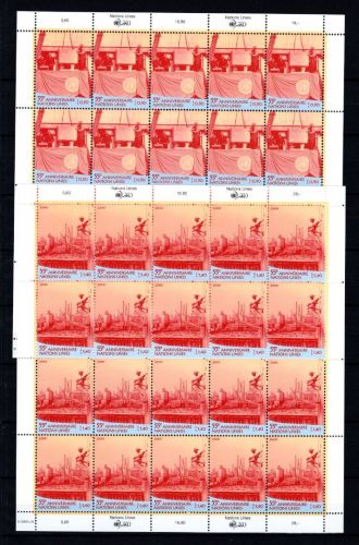 UNO Genf 20er Bögen MiNr. 391-392 postfrisch 50 Jahre UNO Hauptquartier