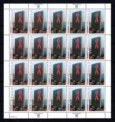 UNO New York 20er Bogen MiNr. 912 postfrisch Aids-Bekämpfung