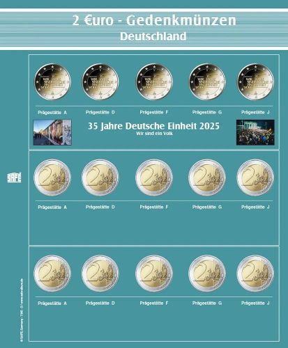 Safe Premium Münzblatt für 2€-Münzen "Bundesländer" Nr. 7345-D Neu