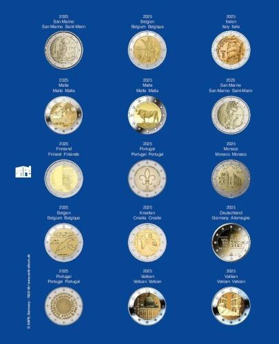 Safe Nachtragsblatt TOPset für 2 Euro Gedenkmünzen (2025) Nr. 7822-39 Neu